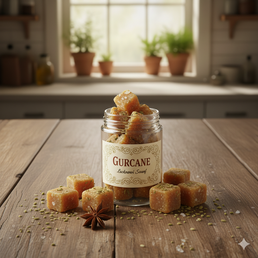Gurcane Lucknowi Saunf Jaggery Cubes | Infused with Real Sweet Fennel Seeds