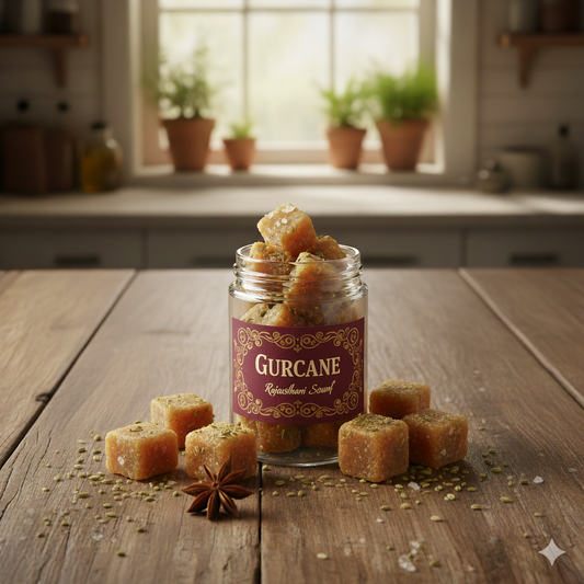 Gurcane Rajasthani Saunf Jaggery Cubes | Infused with Real Sweet Fennel Seeds